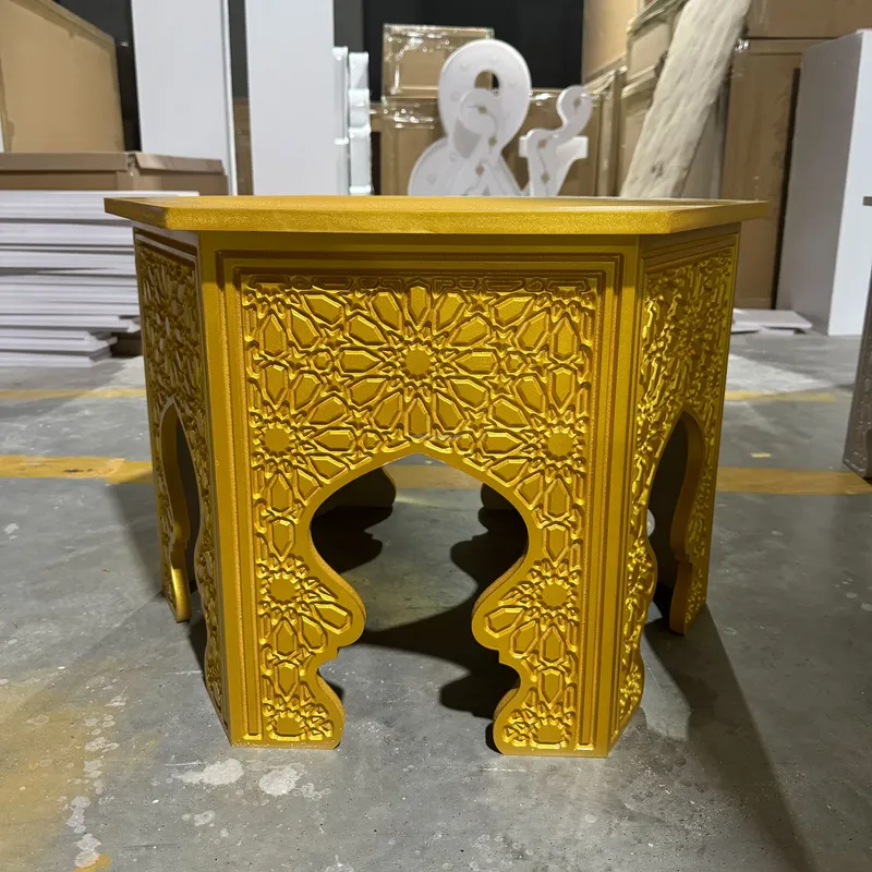 Indian Wedding Decor Supply - Indiase stijl bloemenpatroon gouden ronde nachtkastje