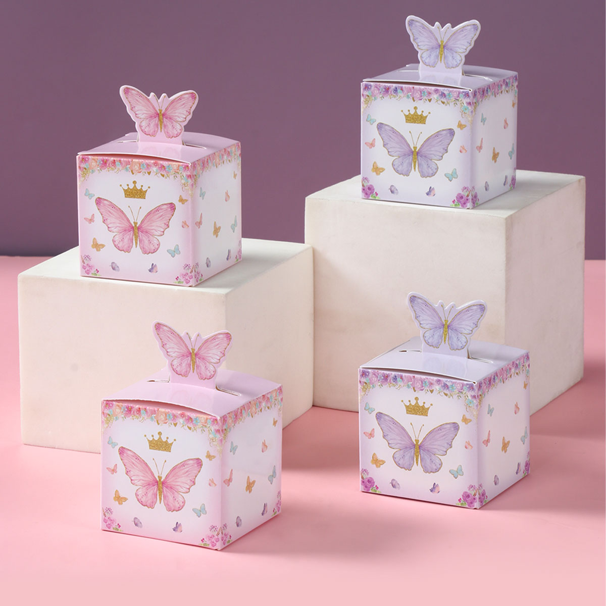 Wedding Supply.Box - 24 Stuks Snoep Geschenkdoos Paars Roze