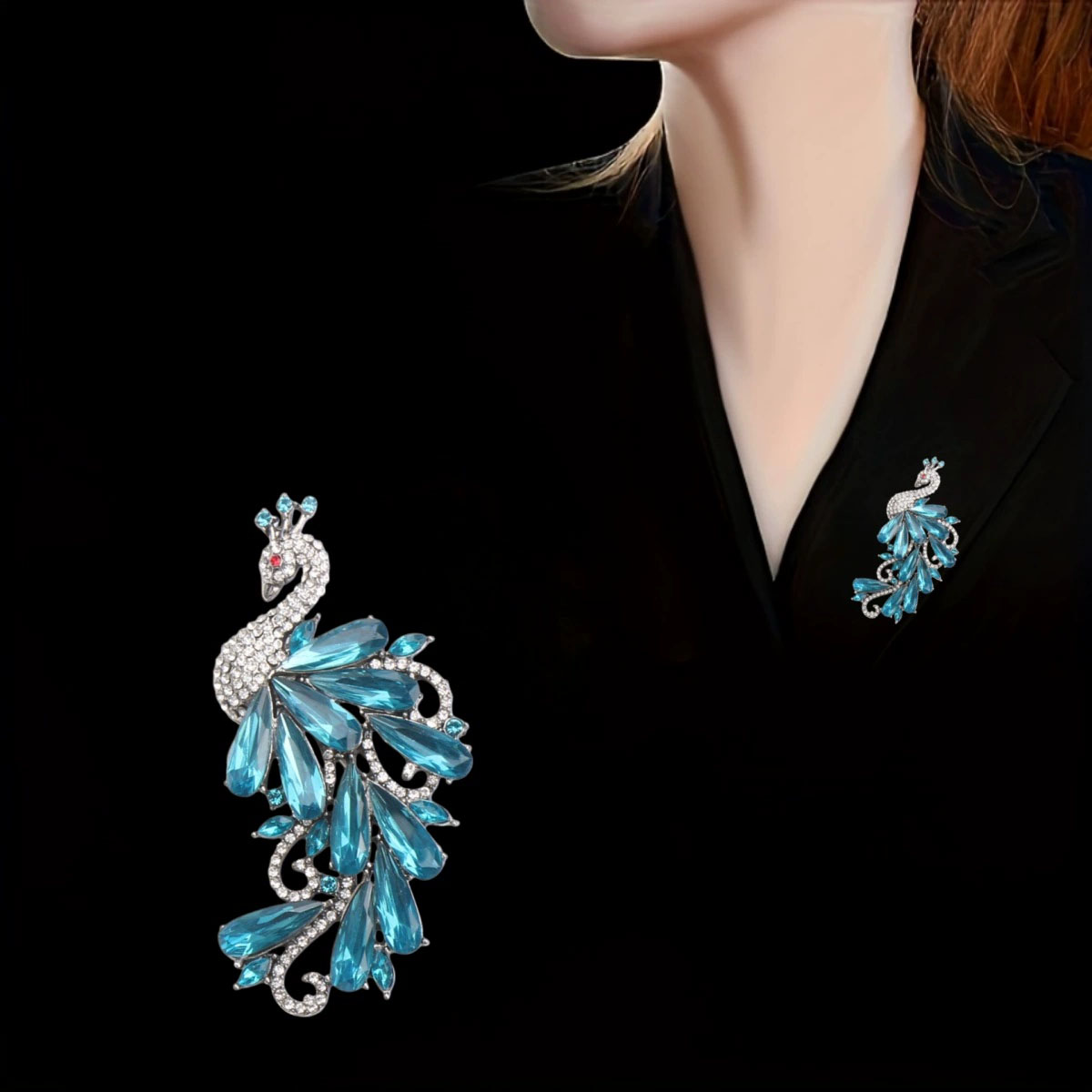 Suit Supply Wedding Party - Luxe strass pauw broche pin voor