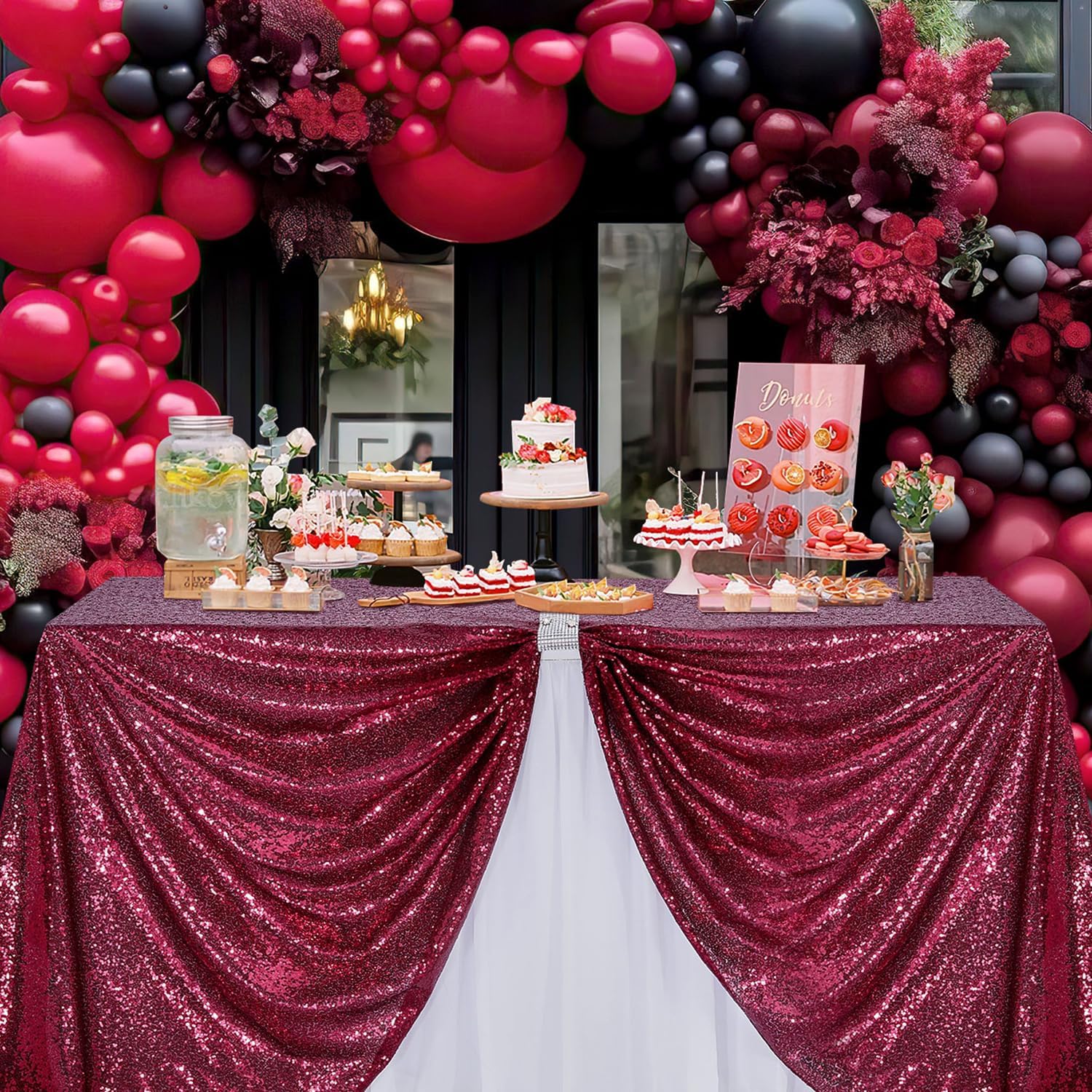 Bordeauxrood tafelkleed met pa - Table Runner Sequin recensie en prijs