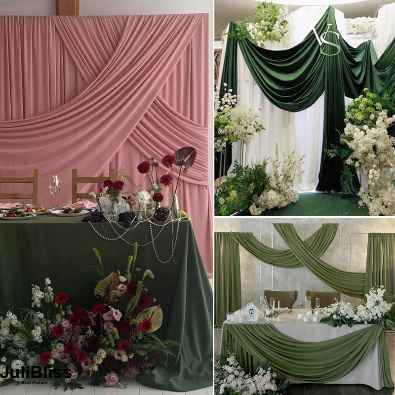 Olijfgroene, avocado-groene ge - Wedding Backdrop Curtain recensie en prijs